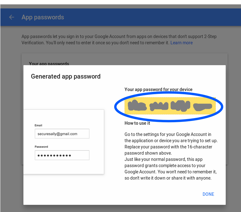 Generate app password